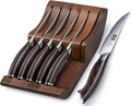 HOSHANHO Steak Knives Set of 6 with Block, 4.5 In Serrated Steak Knife Set | Multipurpose Japanese High Carbon Steel Kitchen Steak Knives with Ergonomic Handle, Ideal Gifts