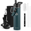 RAYMYLO Insulated Water Bottle 24 oz, Triple Wall Vacuum Stainless Steel (Cold for 24Hrs, Hot for 12Hrs), Leak Proof & Non-BPA, Modern Water Flask Jug with Paracord Handle & Straw Spout Lids