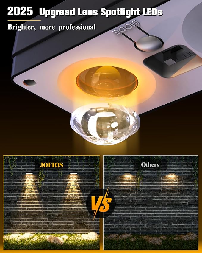 JOFIOS Solar Fence Lights 12 Pack, 50 Lumens Outdoor Fence Solar Lights with 12 Modes RGB Color Glow LED Solar Lights Outdoor Waterproof, Solar Lights for Patio, Backyard, Deck, Fence, Railing.