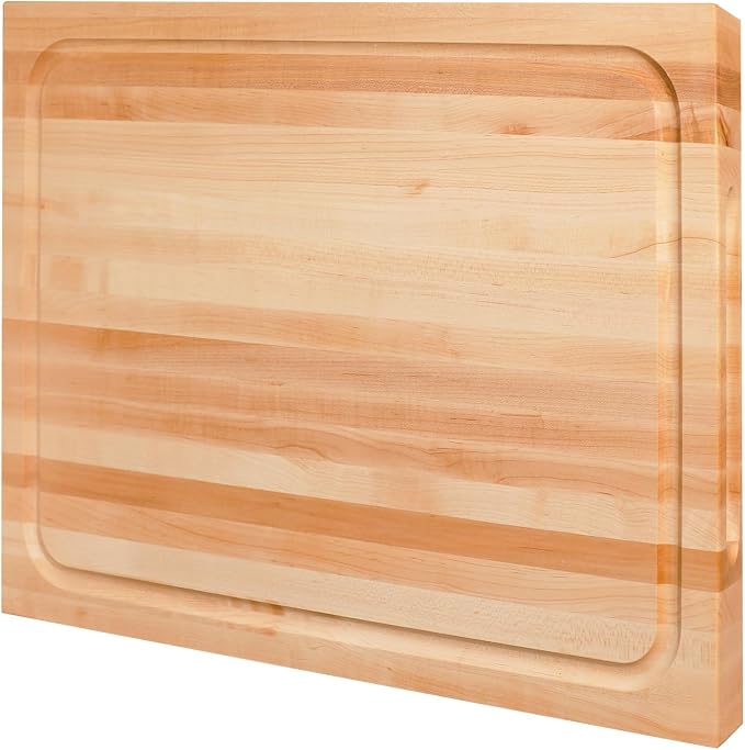 Hard Maple Wood Cutting Board for Kitchen, USA Grown Hardwood, 16 x 12, with Invisible Inner Handle, Prefinished with Food-Grade Oil, Suitable for Kitchen Edge Grain, 1" Thick