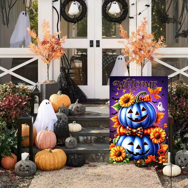 Halloween Welcome Garden Flag 12x18 Double Sided for Outside