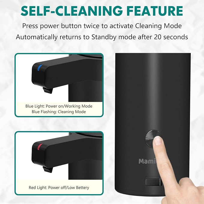 Automatic Soap Dispenser Stainless Steel with Sensor Infrared Soap Dispenser Electric IPX5 Waterproof USB-C Charging Motion Sensor for Kitchen & Bathroom (Matte Black - Wall Mount)