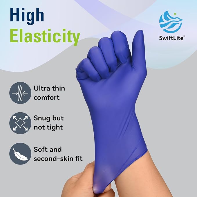 SWIFTLITE Disposable Nitrile Gloves, Food Safe, Latex-Free Powder-Free, Kitchen Rubber Gloves for Cooking and Cleaning