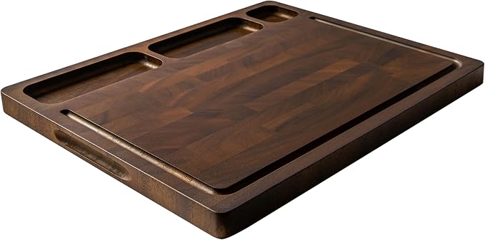 Walnut Cutting Boards For Kitchen, End Grain Wooden Cutting Board | 17” X 13”X 1” Chopping Board Double Sided with Handle, Charcuterie Boards For Meal Prep & Serving with Gift Box