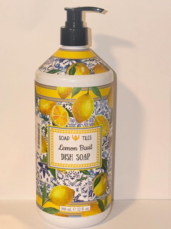 Lemon Basil Dish Soap – 32 fl oz, Grease-Fighting Liquid Dish Soap, Refreshing Citrus & Herbal Scent, Gentle on Hands