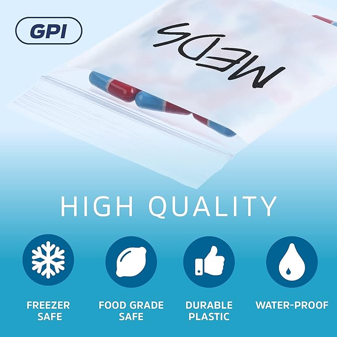 GPI - 2" x 3" - Bulk Pack of 200, 4 Mil Thick, Heavy Duty, Clear Plastic Reclosable Zip Bags, With Write-on White Block for Labeling, Strong & Durable Poly Baggies With Resealable Zipper Top Lock.