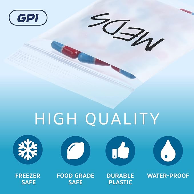 GPI - 3" x 4" - Bulk Case of 1000, 4 Mil Thick, Heavy Duty, Clear Plastic Reclosable Zip Bags, With Write-on White Block for Labeling, Strong & Durable Poly Baggies With Resealable Zipper Top Lock.