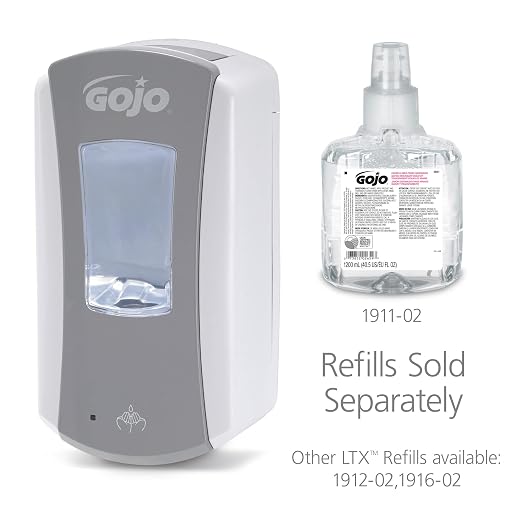 GOJO LTX-12 Touch-Free Foam Soap Dispenser, Gray/White, for 1200 mL GOJO LTX-12 Soap Refills (Pack of 1) - 1984-04