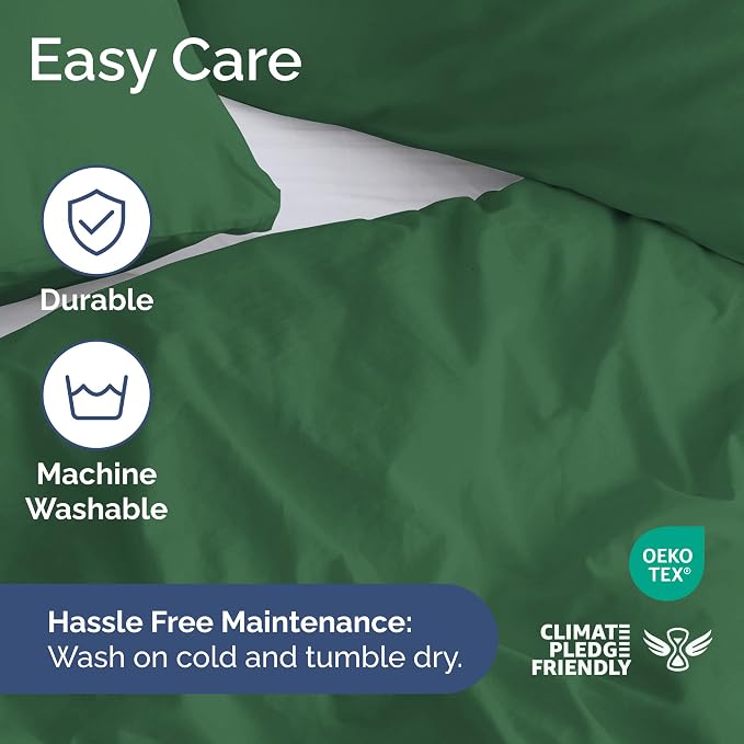 Duvet Cover Full Size Set - Extra Soft Full Duvet Cover 80" x 90" with 2 Pillow Shams for Women, Men, Kids & Teens - Hotel Luxury w/ Zipper Closures & Ties - Comfy, Cozy & Breathable (Emerald Green)