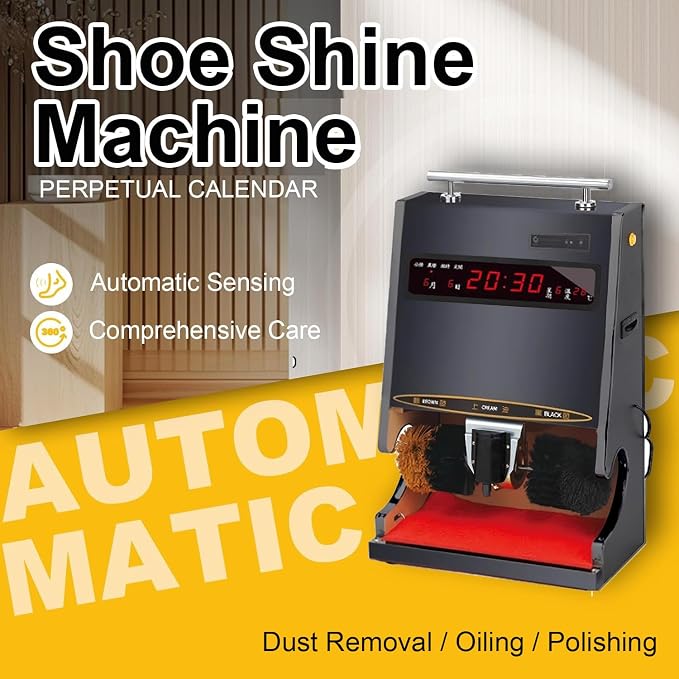 Polishing Shoes Machine,Electric Shoe Shine Machine, Automatic Shoe-Shine Machine, Shoe Polisher, Combined Spherical Brush, Household/Commercial - Electric Brush Machine Black