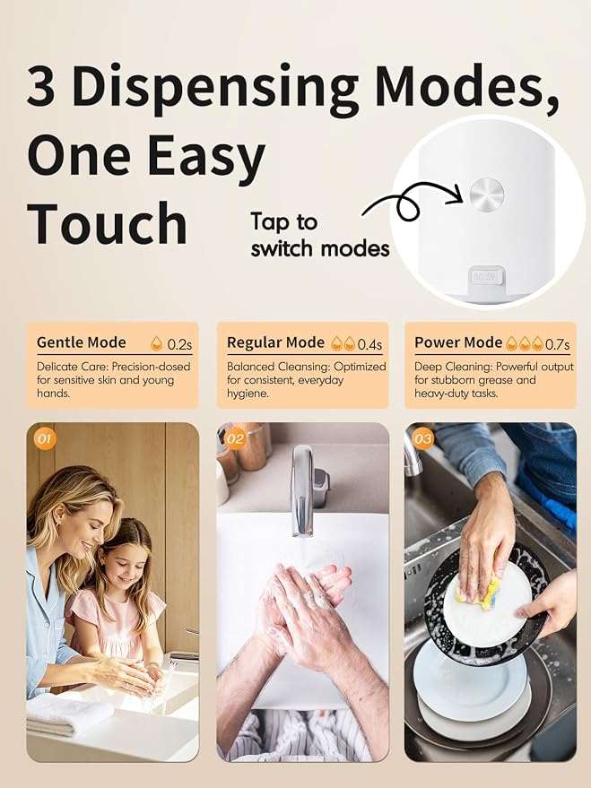 Automatic Liquid Soap Dispenser Touchless: Liquid Hand Soap Dispenser Stainless Steel - Free Touch Electric Soap Dispenser Rechargeable with Sensor for Bathroom, Commercial (White)