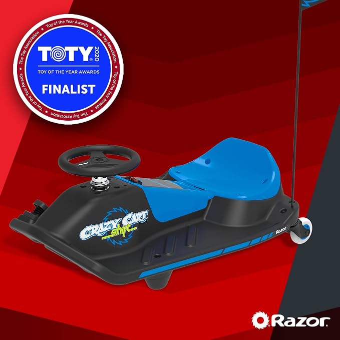 Razor Crazy Cart Shift Electric Go Kart for Kids Ages 6+ - 12V Drifting System, High/Low Speed Switch, Simplified Drifting, Riders up to 120 lbs, Black/Blue