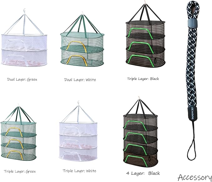 Foldable Drying Net for Vegetables, Fish, and Dehydrated Goods, Multi-Tiered Food Drying Net, Versatile Drying Rack, Windproof Design, Zipper Closure for Insect Protection Dual Layer Black