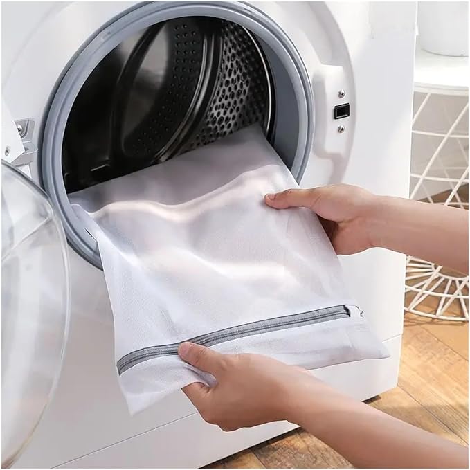 White Durable Large Washing Laundry Bag Mesh Organizer Net Dirty Bra Socks Underwear Shoe Storag Wash Machine Cover Clothes(Cw-30x40)