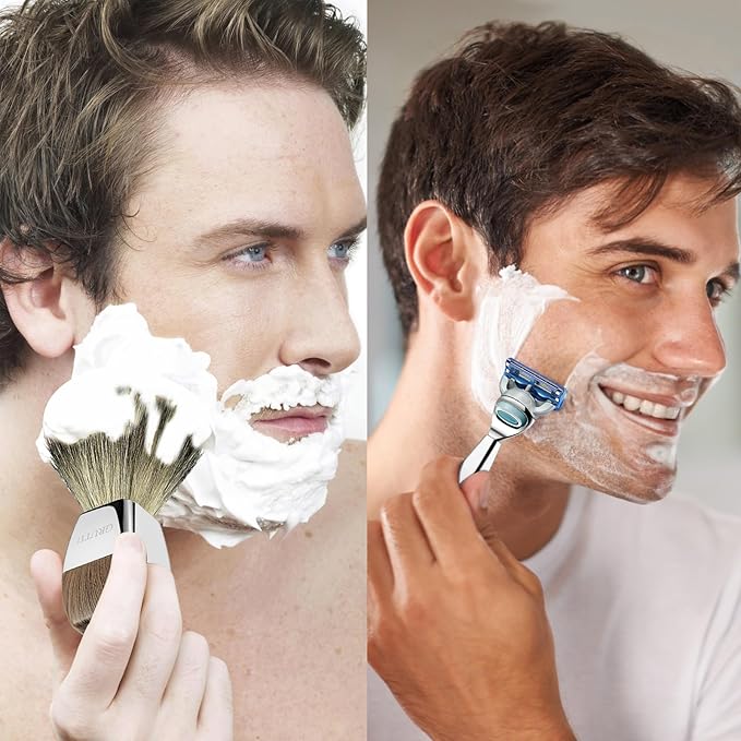 GRUTTI Shaving Kit for Gillette Fusion 5 - Magnetic Bowl, Stand & Synthetic Brush, compatible with Fusion5 Refill Blades with Space-Saving Organizer - Gift for Dad
