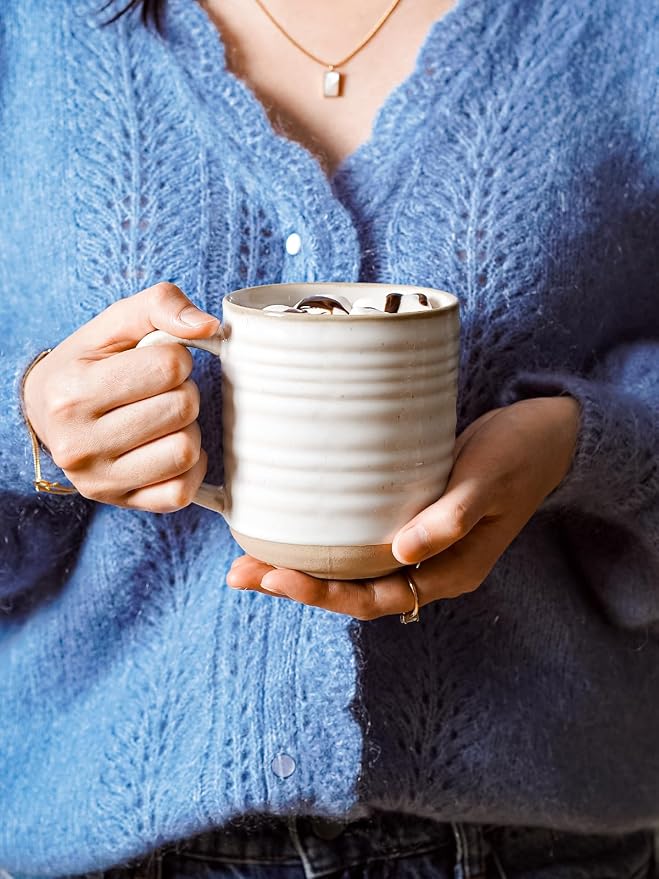 LE TAUCI Coffee Mugs 15 oz, Ceramic Coffee Cups for Latte, Hot Tea, Cappuccino, Mocha, Cocoa, Housewarming Wedding Present Mug Set - Set of 4, Arctic White