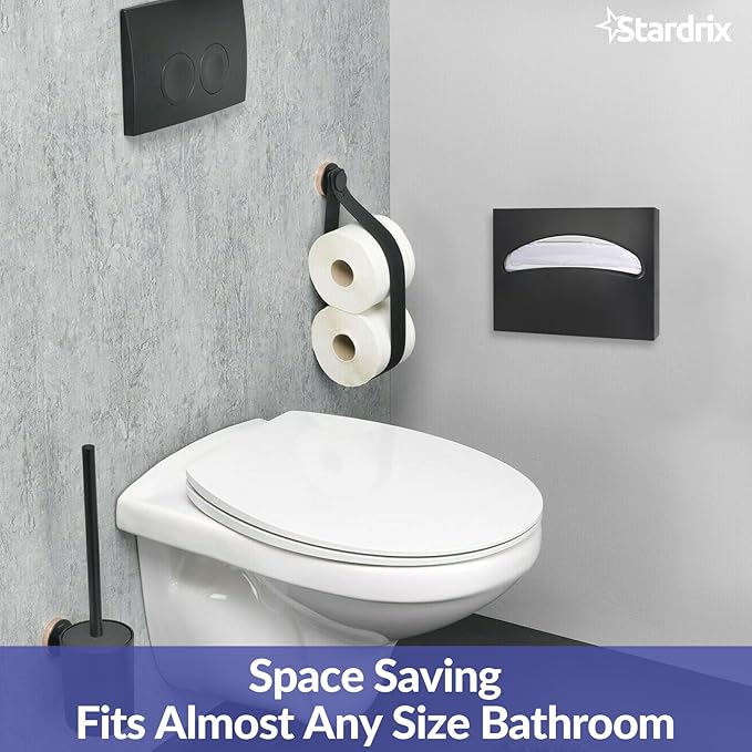 Stardrix Stainless Steel Toilet Seat Cover Dispenser, Wall Mount Single or 1/2 Fold Large Capacity Toilet Seat Covers Holder for Commercial and Residential, Matt Black