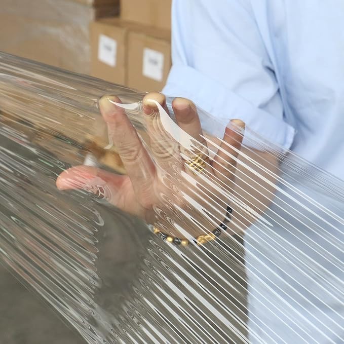 BOMEI PACK Stretch Film Wrap - Industrial Clear Plastic Stretch Wrap 1000 Feet 80 Gauge 4 Packs with Handle, Pallet Wrap for Packing, Moving Supplies, Packing Wrap Plastic Roll 15 Inches