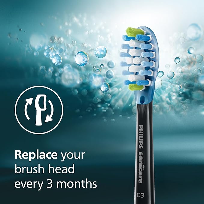 Philips Sonicare C3 Two-in-One - Genuine Replacement Electric Toothbrush Heads, Black, 2 Pack, HX9042/95