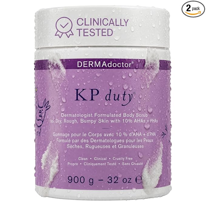 DERMAdoctor KP Bump Eraser Body Scrub with 10% AHAs + PHAs for Keratosis Pilaris, Dry, Rough, and Bumpy Skin, Dermatologist Formulated Exfoliating Body Scrub with Glycolic and Lactic acids - 32 oz