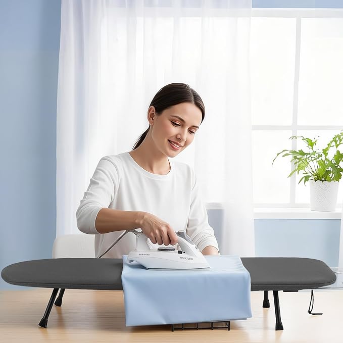 Tabletop Ironing Board, Foldable Small Ironing Board with Iron Holder Portable Mini Iron Board for Small Spaces Compact Table top Small Ironing Table for Dorms, Aprtment, RVs, Travel, 32"x12"