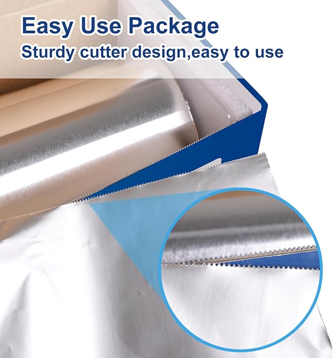 Aluminum Foil Standard 12 inch Wide, 1000 FT Food Safe Foil Wrap for Cooking, Baking, Grilling, Food Service Pony Packaging Aluminum Foil Roll (12"x1000', Standard-6 Count)