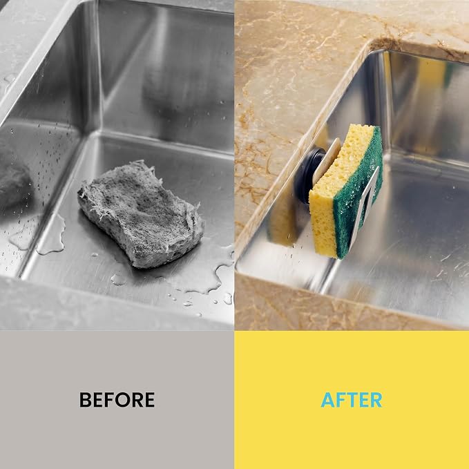 Magnetic Sponge Holder - Kitchen Sink Organizer - Ideal for Kitchen Organization & Accessories - Sink Sponge Holder (Stainless Steel)