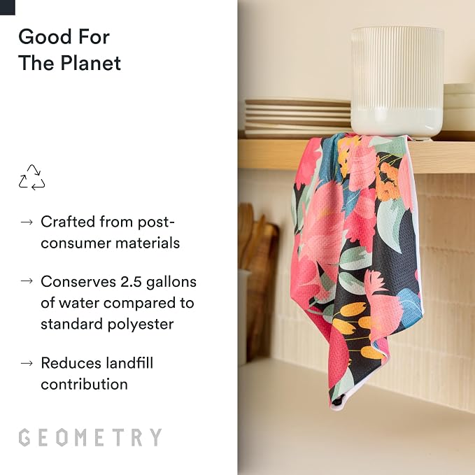 GEOMETRY Kitchen Tea Towels - Quick Dry Microfiber Dish Towels for Kitchen My Garden, 18" x 30" 1 Pack