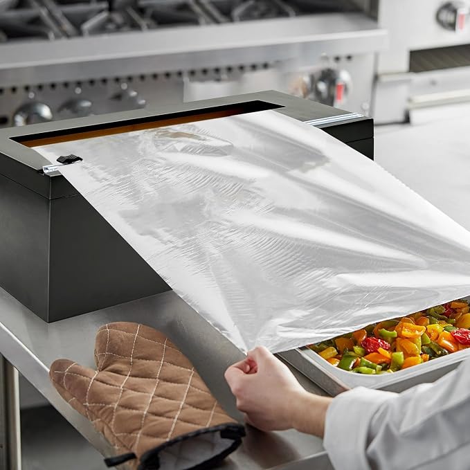 Libreshine Black 12 Inch Plastic Wrap Dispenser with Cutter, Commercial Bamboo Holder for Large 3000 Ft Wrap Rolls, Fits Costco and Kirkland Size Plastic Wrap and 1000 Ft Foil Rolls