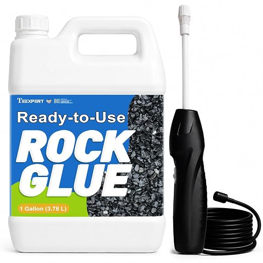 Teexpert Ready-to-Use Rock Glue for Landscaping with Electric Sprayer, 1 Gallon Gravel Glue for Landscaping for Pea Gravel, River Rock & Stone for Outdoor Landscape, Walkways, Patios, & Driveways Edge