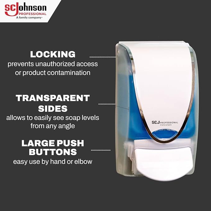 SC Johnson Professional Azure FOAM Dispenser and Refill Starter Kit, Wall Mount Soap Dispenser for Hand Soap, 1 Refresh Azure FOAM Hand Wash, 1 Liter Cartridge, 33.8 fl. oz., for Professional Use Only
