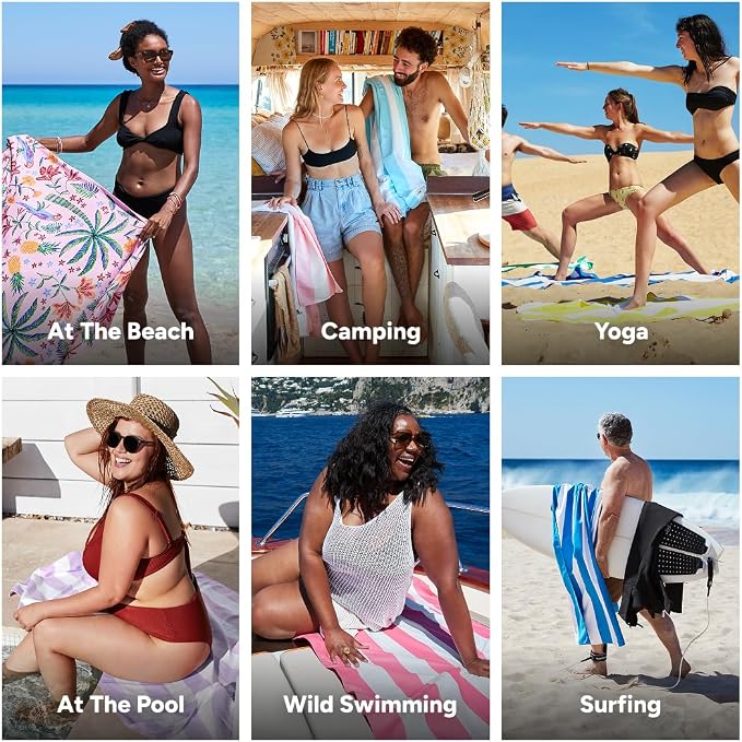 Dock & Bay Beach Towel - Quick Dry, Sand Free - Compact, Lightweight - 100% Recycled - Includes Bag - Pink Paradise - Extra Large (200x90cm, 78x35)