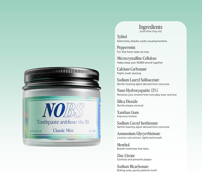 NOBS (No Bad Stuff) Toothpaste Tablets (1 Month) & NOBS Jr Bundle - Nano Hydroxyapatite, Fluoride Free, Eco & Travel Friendly - Remineralize with NHA