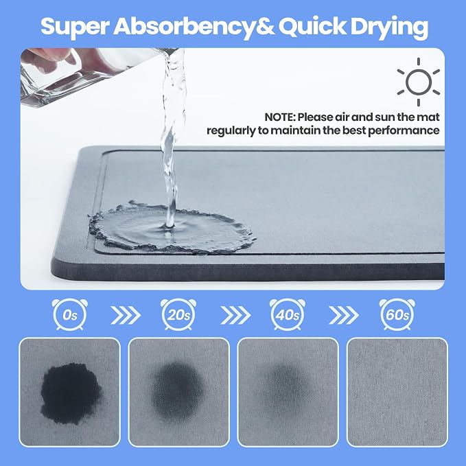 Dish Drying Rack White with Diatomaceous Earth No Installation Required | Space Saving with Cutlery Cups Holder