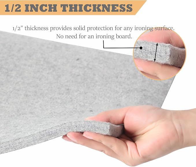 Wool Pressing Mat for Quilting, 24" X 18" Portable Wool Ironing Mat 100% Felted Wool Iron Board for Quilters, Great for Quilting & Sewing Projects