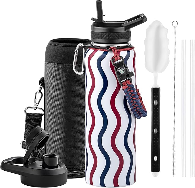 RAYMYLO 2026 Soccer Biggest Event Edition Insulated Water Bottle 40 oz, Nation Flag Design, Best Souvenir & Gift for World Soccer Lover, Vacuum Stainless Steel (Cold for 36Hrs), Leak Proof & Non-BPA