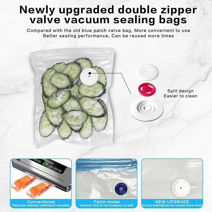 Reusable Vacuum Sealer Bags for Food – 30 Pack BPA-Free Medium (10 x 11 in) Vacuum Storage Bags | Freezer & Microwave Safe | Leak-Proof & Odor-Resistant | Compatible With Many Vacuum Sealers