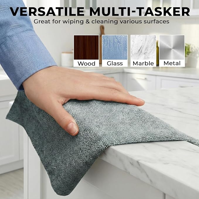 AS-Microfiber Cleaning Cloth Roll, 20Pcs Reusable Tear-Away Towels, 4000 Times Washable Ultra Absorbent Lint-Free Cleaning Cloths for Kitchen, Car, Garage & Home