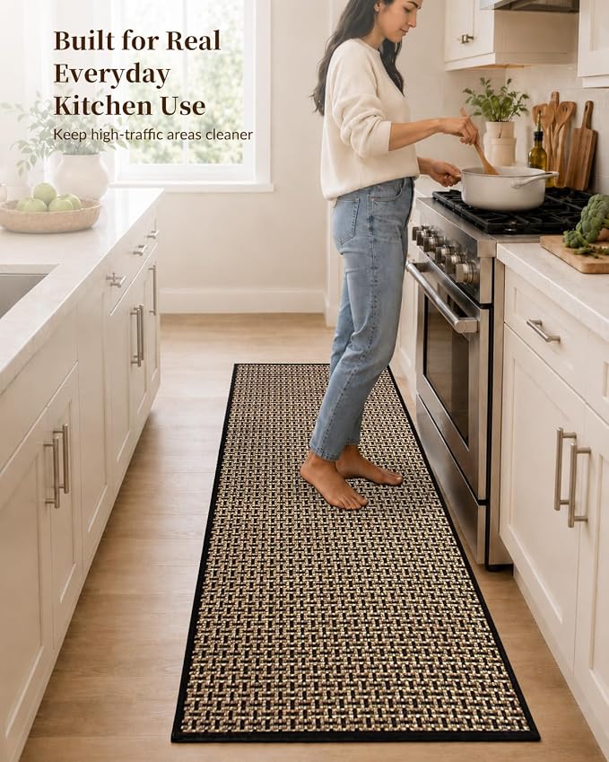 eqivei Kitchen Runner Rug, 24" x 59" Non-Slip Washable Kitchen Mat with Rubber Backing for Floor, Island Walkway, Hallway or Laundry Room