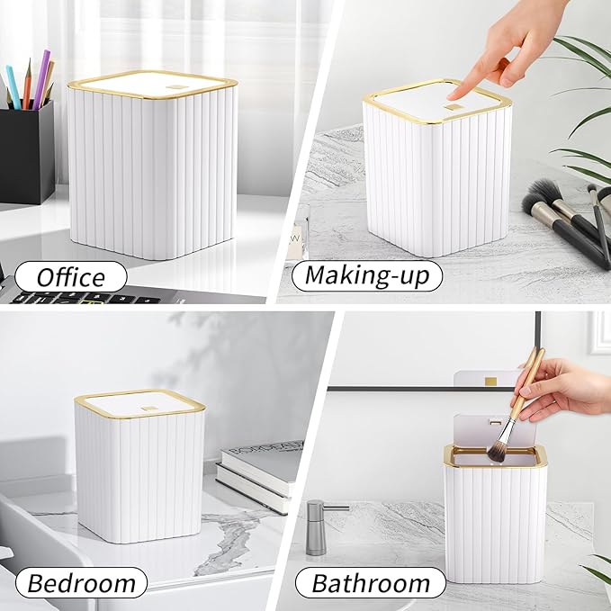 Bathroom Accessory Set - Bathroom Set, 12PC Bathroom Accessories Set, White Bathroom Accessories Set, Mini Trash Can, Toilet Brush, Trash Can & Soap Dispenser
