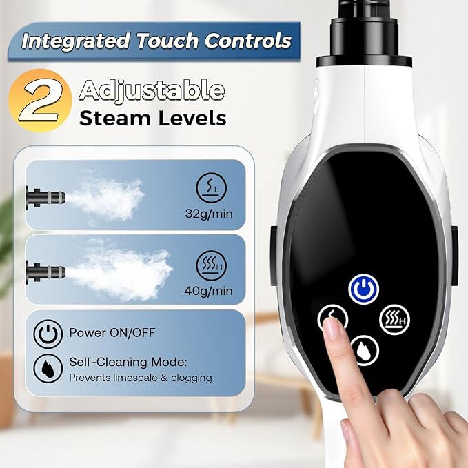 Handheld Steam Cleaner, Portable Steamer for Cleaning with 18PCS Accessories, 12s Fast Heating, Pressurized Steam Cleaner for Home, Kitchen, Bathroom, Car Detailing, Window, and Clothes, White