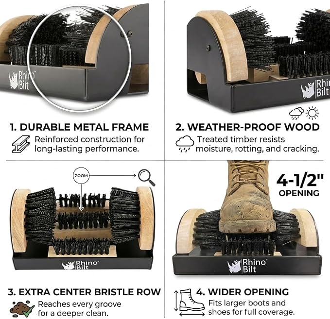 Boot Scraper, Outdoor Shoe Scrubber Cleaner, Heavy Duty Boot Brush, Deluxe Extra Wide