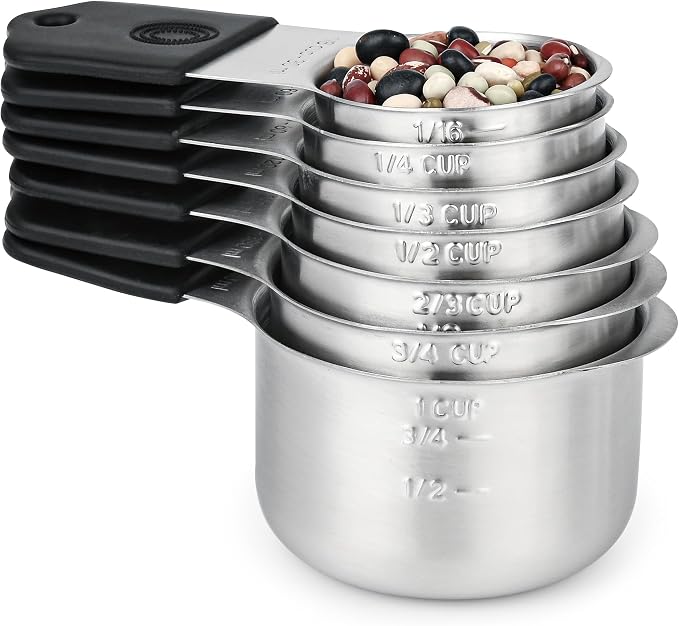 Magnetic Measuring Cups & Spoons Set 14, Heavy Duty Stainless Steel Measuring Cups and Spoons Set for Baking & Cooking, BPA Free, Round Measuring Set with Leveler, Black