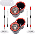 Operable 360 ° Rotating Mop Bucket Set,Mop and Bucket with Wringer Set,with 3 Microfiber Replacement Head,Stainless Steel Mop Bucket 61 Inch Adjustable Handle Household Cleaning Tools（2 Sets
