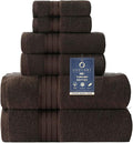 COZYART Luxury Bath Towel Set 6 Pcs, Brown 100% Turkish Cotton 650 GSM | OEKO-Tex 100 Certified Zero Twist Ring Spun, Soft Absorbent Quick Dry, Plush Fluffy, Breathable Hotel Quality for Daily Use