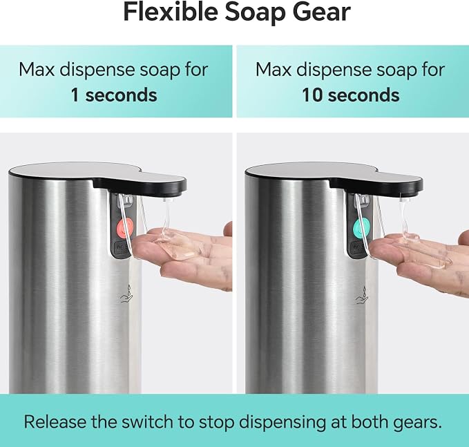 LAOPAO Electric Dish Soap Dispenser for Kitchen, Rechargeable Touch Liquid Hand Soap Dispenser for Bathroom, Stainless Steel Soap Pump, Water-Resistant,11.8oz, Xmas Gift