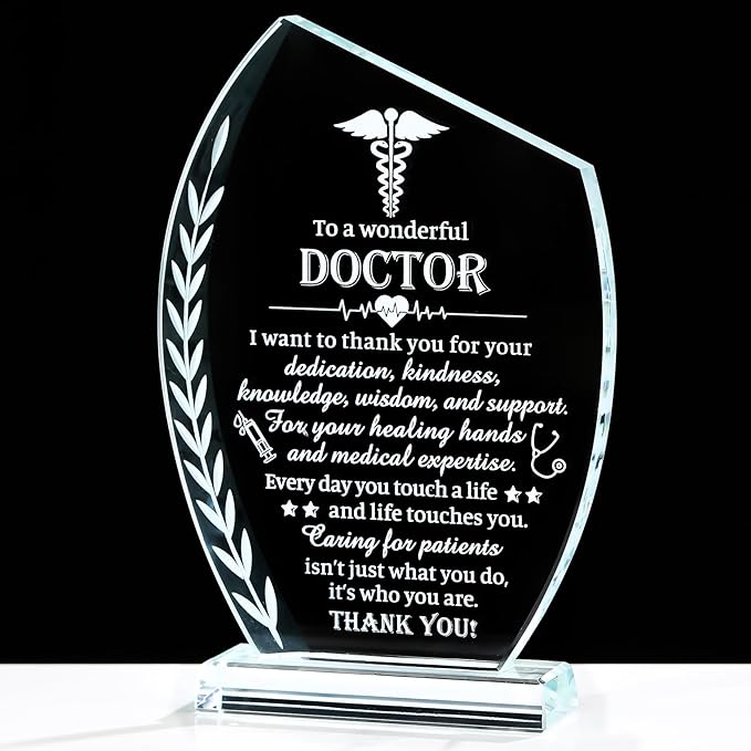 Movdyka Doctor Appreciation Gifts for Women Men Crystal Plaque Keepsakes Thank You Inspirational Gift for Doctors Best Dr. Present Ideas for Birthday Doctors' Day Retirement Christmas Decor