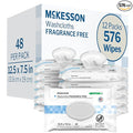 McKesson Washcloth Wipes, Unscented - Disposable Wet Wipes for Adults - Fragrance-Free, Paraben-Free - No-Rinse Formula, 48 Count, 12 Packs, 576 Total