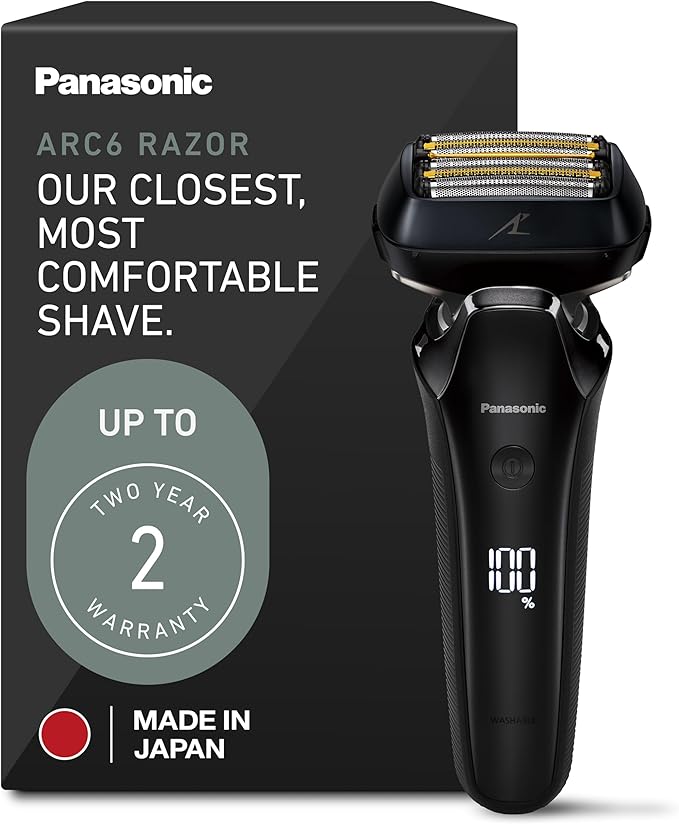 Panasonic ARC6 Electric Razor for Men Face, Wet & Dry Foil Shavers for Men, Pop-Up Trimmer, Ultra-Fast 6-Blade, Smart Shave Sensor, 22D Flexible Pivoting Head - ES-LS8A-K (Black)