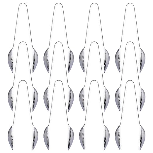 Carlisle FoodService Products Terra Tong Serving Utensil with Hammered Mirror Finish for Kitchens, Restaurants, Catering, Stainless Steel, 7 Inches, Silver, (Case of 12)